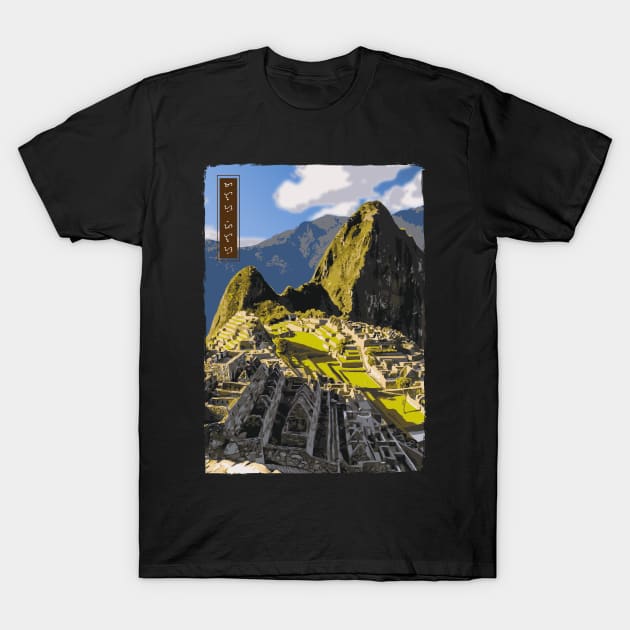Machu Picchu - Black T-Shirt by Thor Reyes